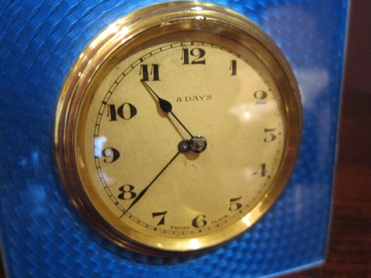 Art Deco Enamel & Silver Travelling Clock - Image 2
