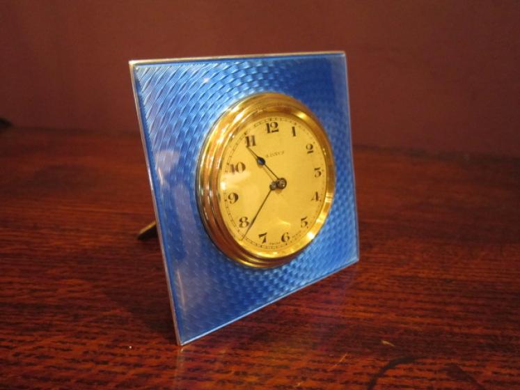 Art Deco Enamel & Silver Travelling Clock - Image 4