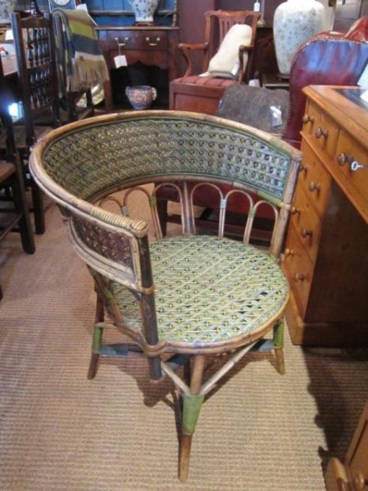 Unusual 1920's Cane & Rattan Armchair - Image 1