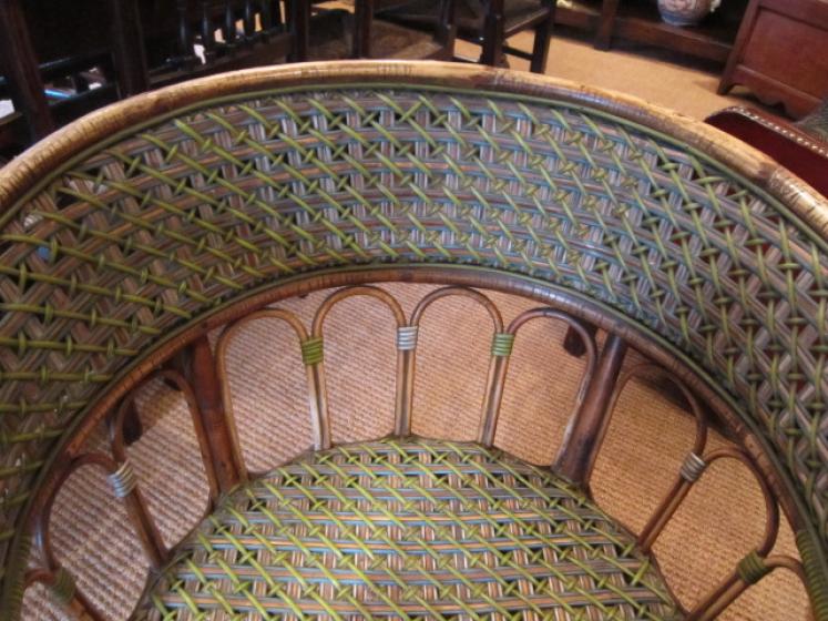 Unusual 1920's Cane & Rattan Armchair - Image 3