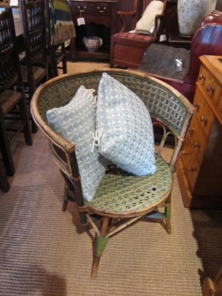Unusual 1920's Cane & Rattan Armchair - Image 4