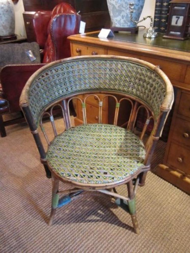 Unusual 1920's Cane & Rattan Armchair - Image 5