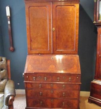 Fine William & Mary Period Walnut Bureau Bookcase