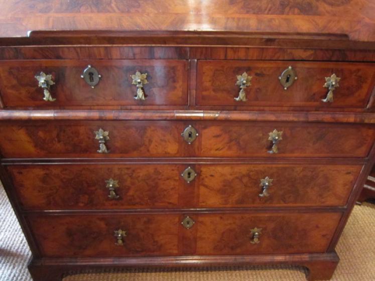 Fine William & Mary Period Walnut Bureau Bookcase - Image 4
