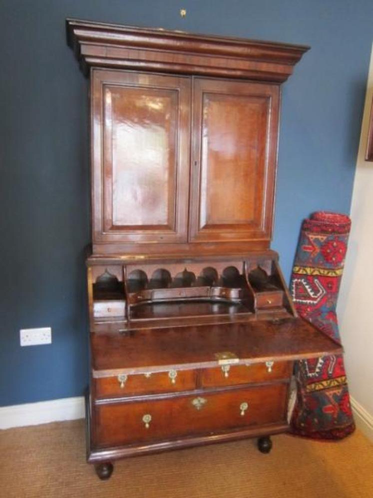 Superb Queen Anne Welsh Oak Bureau Bookcase - Image 1