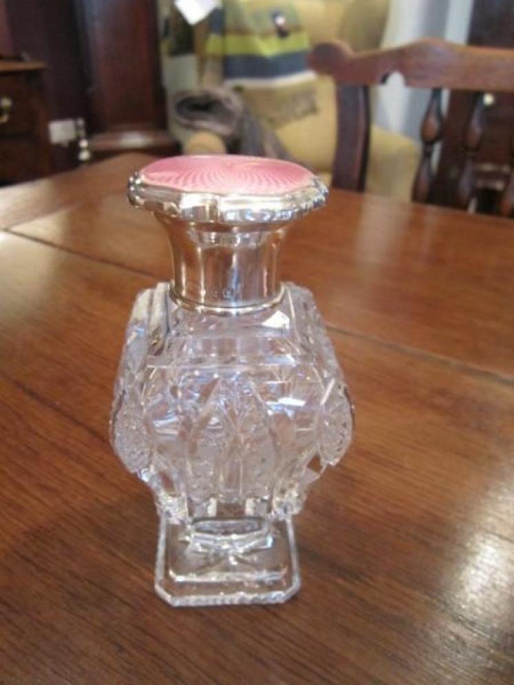 Art Deco Silver & Enamel Top Scent Bottle - Image 1