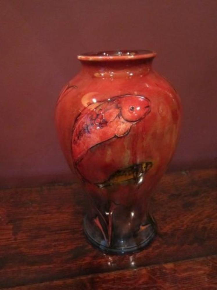 Stunning & Rare Moorcroft Flambe Fishes Vase - Image 1