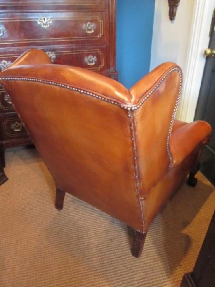 Superb Victorian Leather Wing Armchair - Image 4