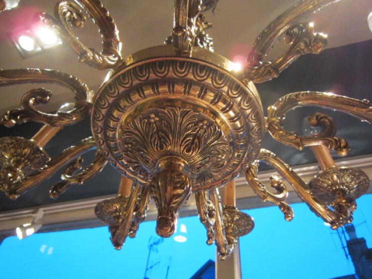 Superb Edwardian Cast Bronze Chandelier - Image 3