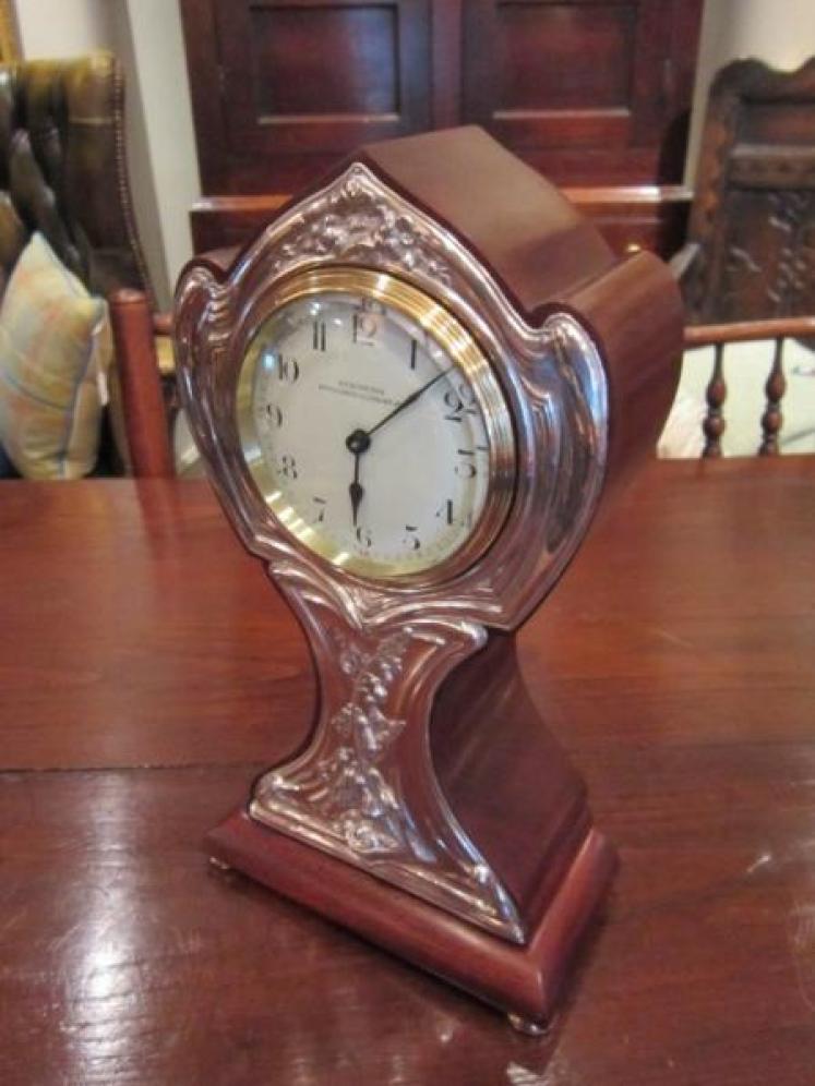 Stunning Art Nouveau Silver Fronted Mantel Clock - Image 1