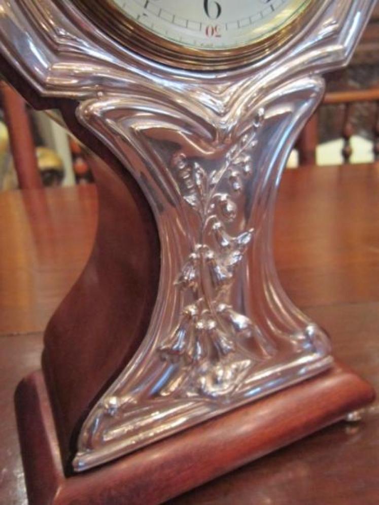 Stunning Art Nouveau Silver Fronted Mantel Clock - Image 2