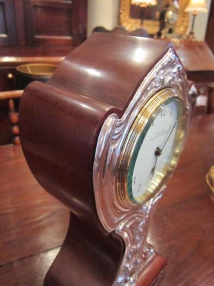 Stunning Art Nouveau Silver Fronted Mantel Clock - Image 5