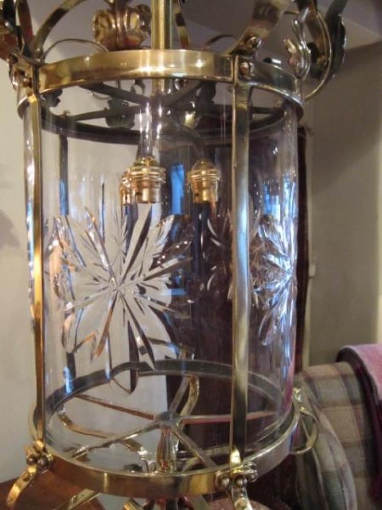 Stunning Victorian Cut Glass Hall Lantern - Image 2