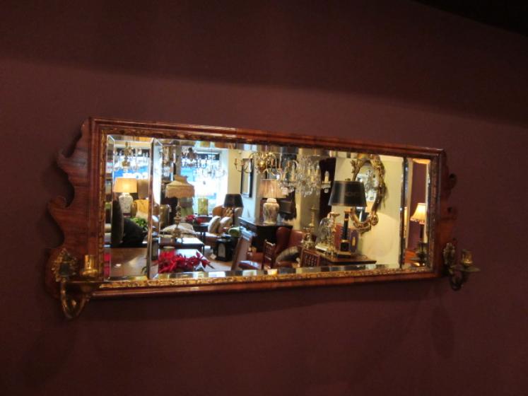 Superb George III Walnut Double Scounce Wall Mirror - Image 1