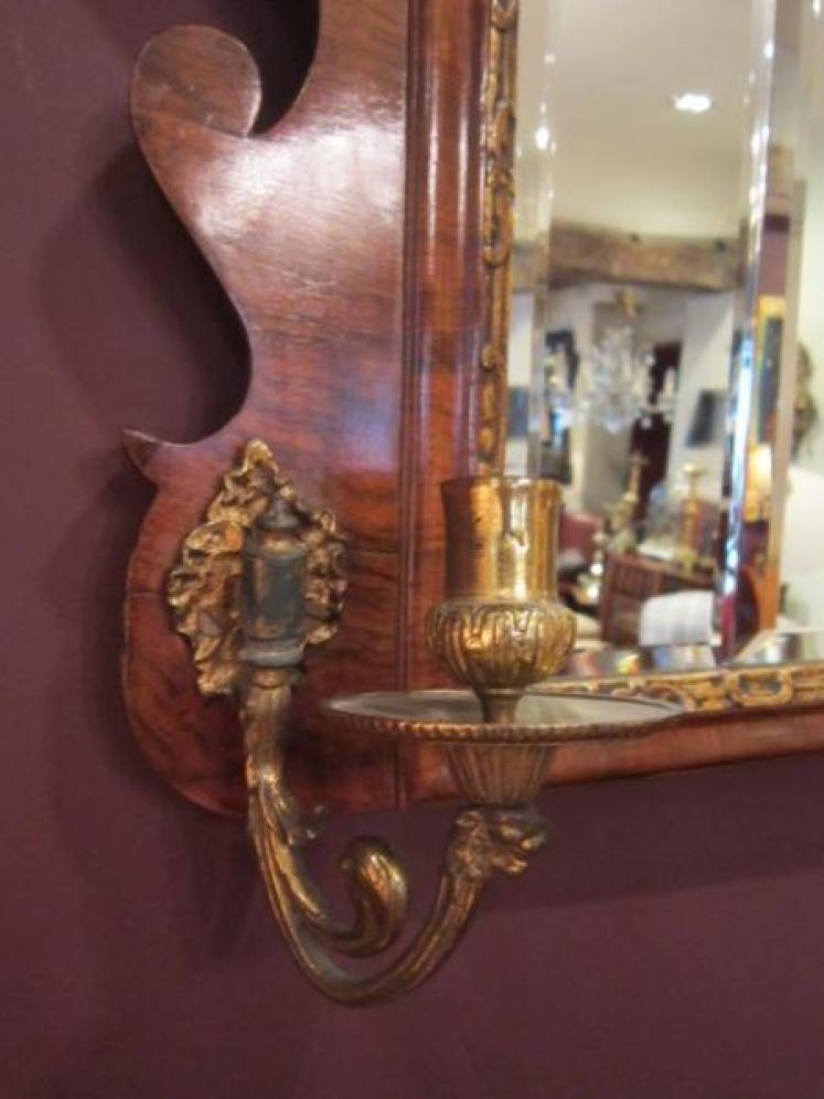 Superb George III Walnut Double Scounce Wall Mirror - Image 2