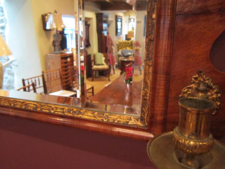 Superb George III Walnut Double Scounce Wall Mirror - Image 5