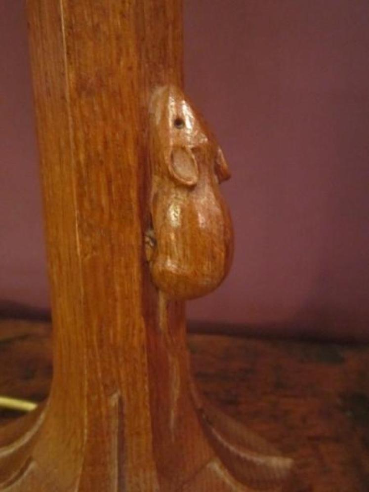 Old Mouseman Azed Oak Table Lamp - Image 3
