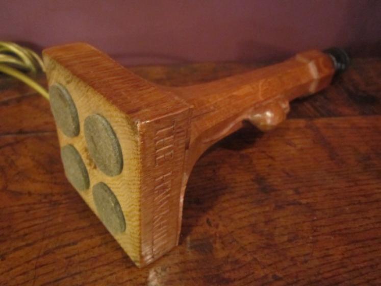 Old Mouseman Azed Oak Table Lamp - Image 5