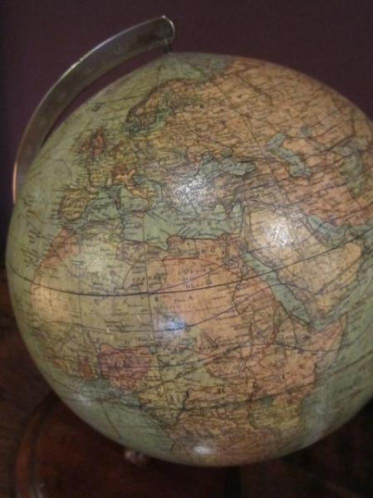Rare Late Victorian 8" Plaster Terrestrial Globe - Image 4