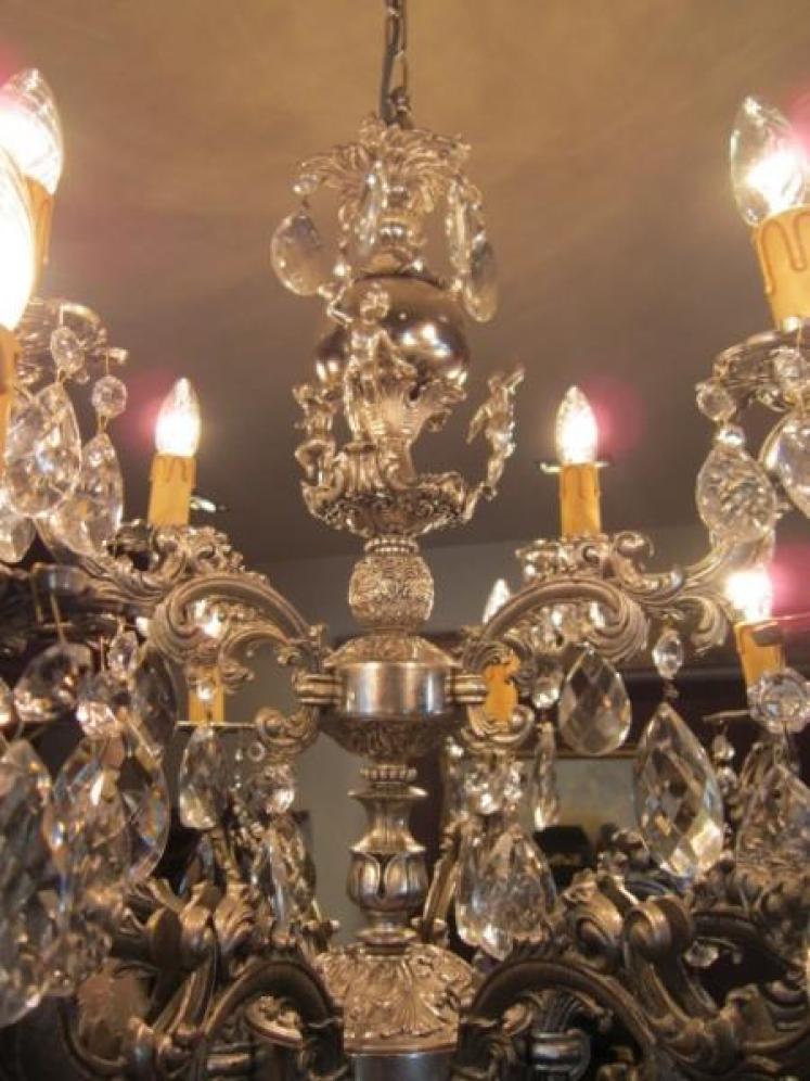 Stunning 1920's Crystal Cut Glass Chandelier - Image 5