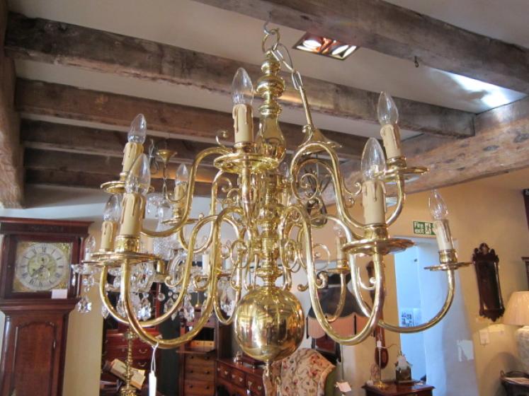 Superb Edwardian Two Tier Solid Brass Chandelier - Image 1