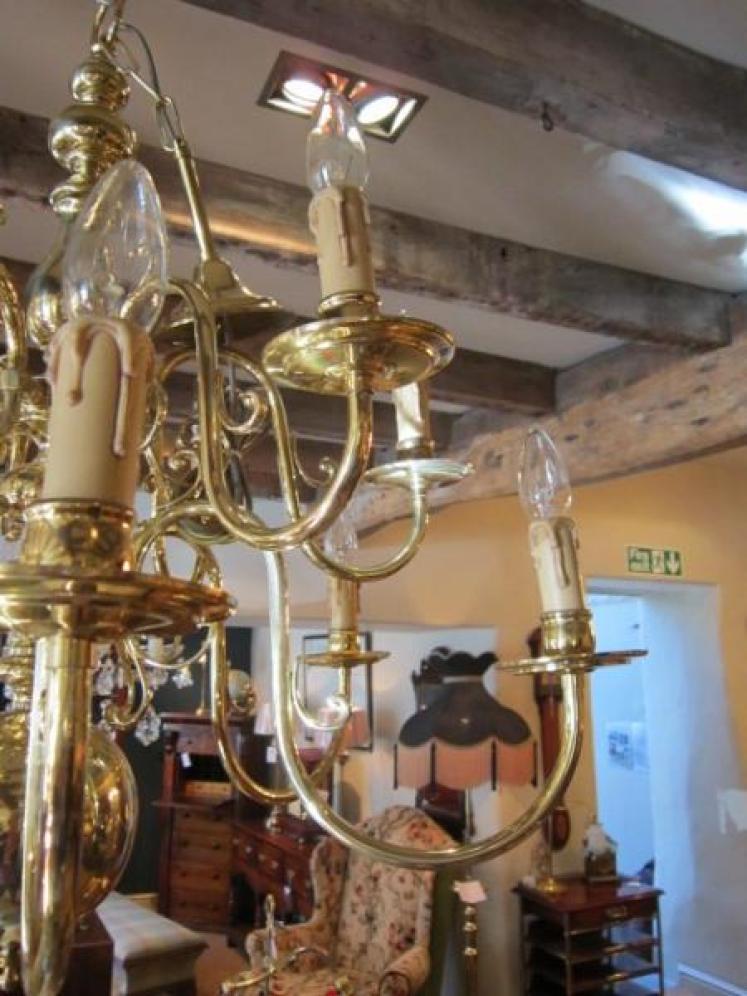 Superb Edwardian Two Tier Solid Brass Chandelier - Image 3