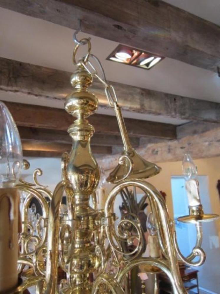 Superb Edwardian Two Tier Solid Brass Chandelier - Image 4