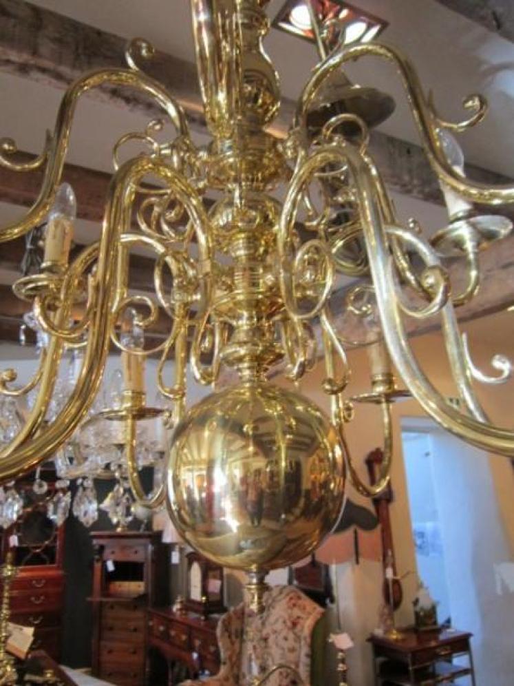 Superb Edwardian Two Tier Solid Brass Chandelier - Image 5