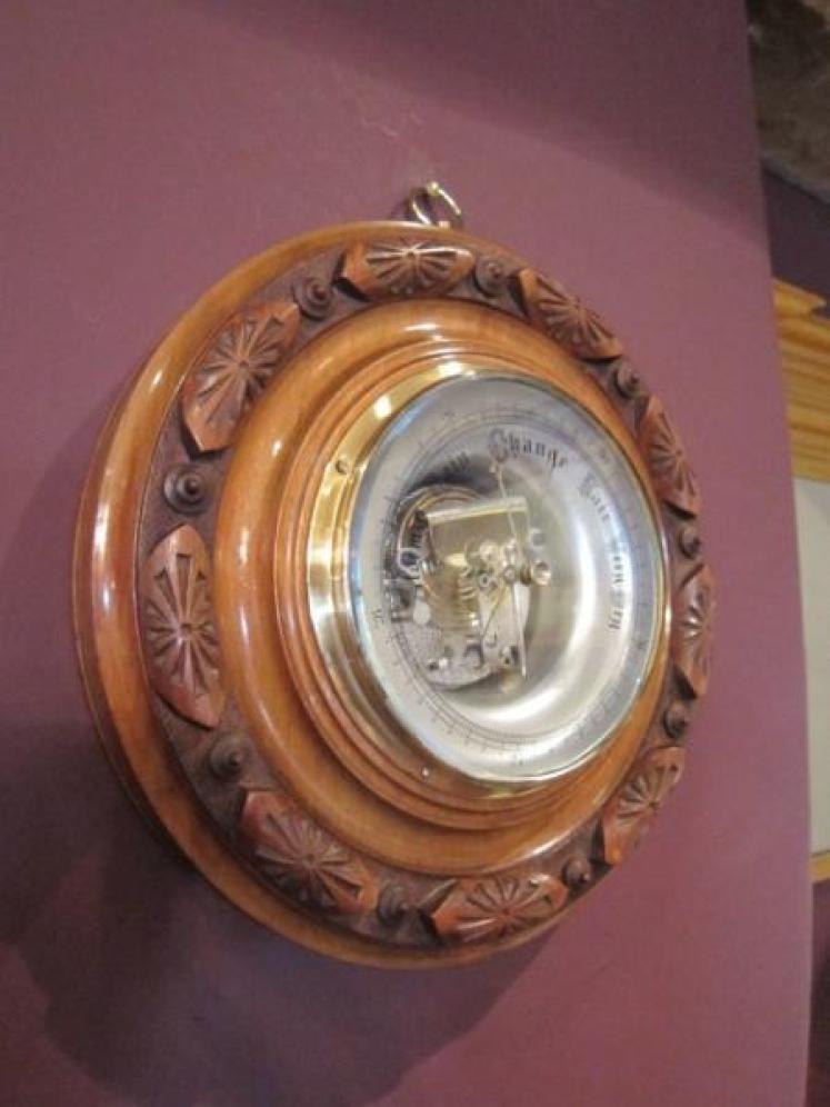Superb Victorian Polished Walnut Skeletonised Barometer - Image 1