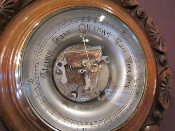 Superb Victorian Polished Walnut Skeletonised Barometer - Image 4