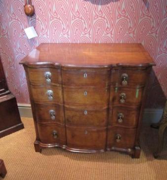 Fine Victorian Ribbon Fronted Walnut Chest