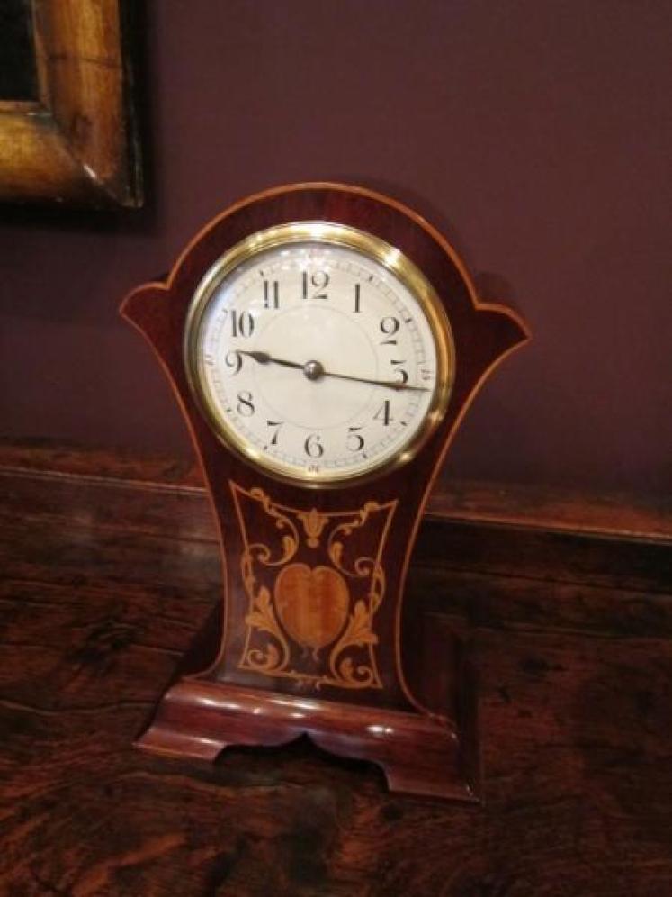 Superb Quality Edwardian Fruitwood Inlaid Mantel Clock - Image 1