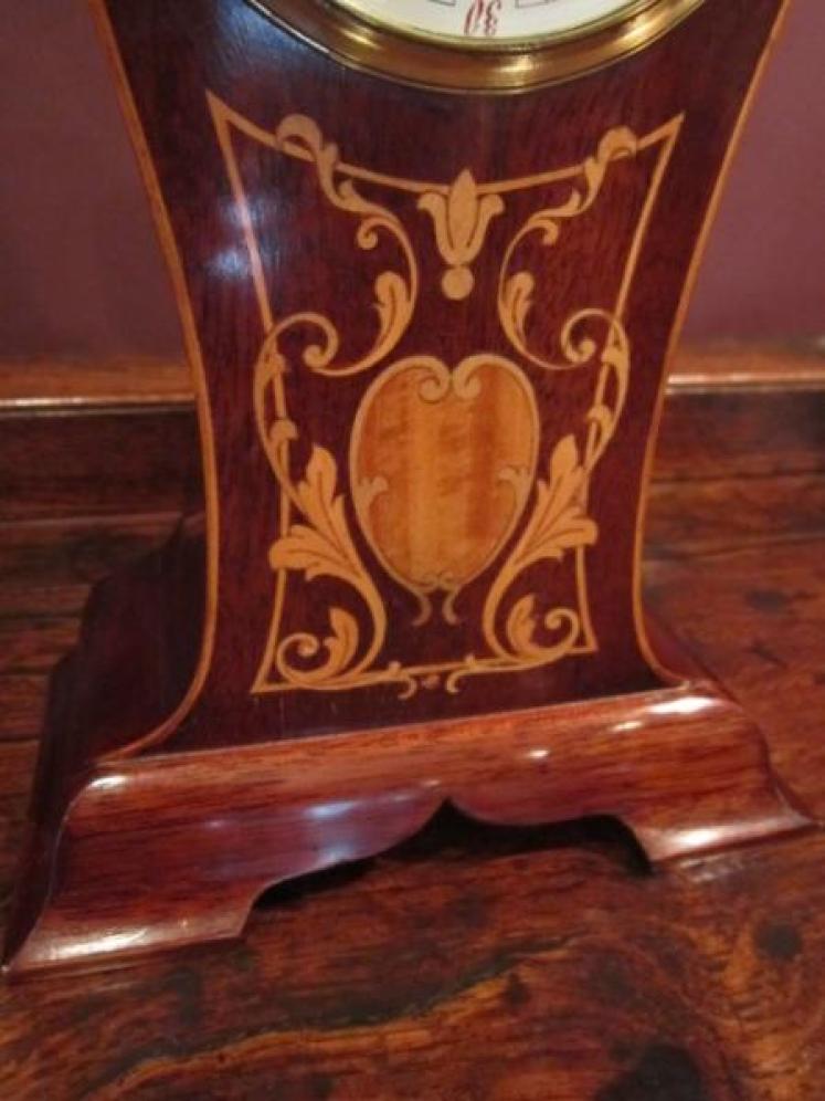 Superb Quality Edwardian Fruitwood Inlaid Mantel Clock - Image 2