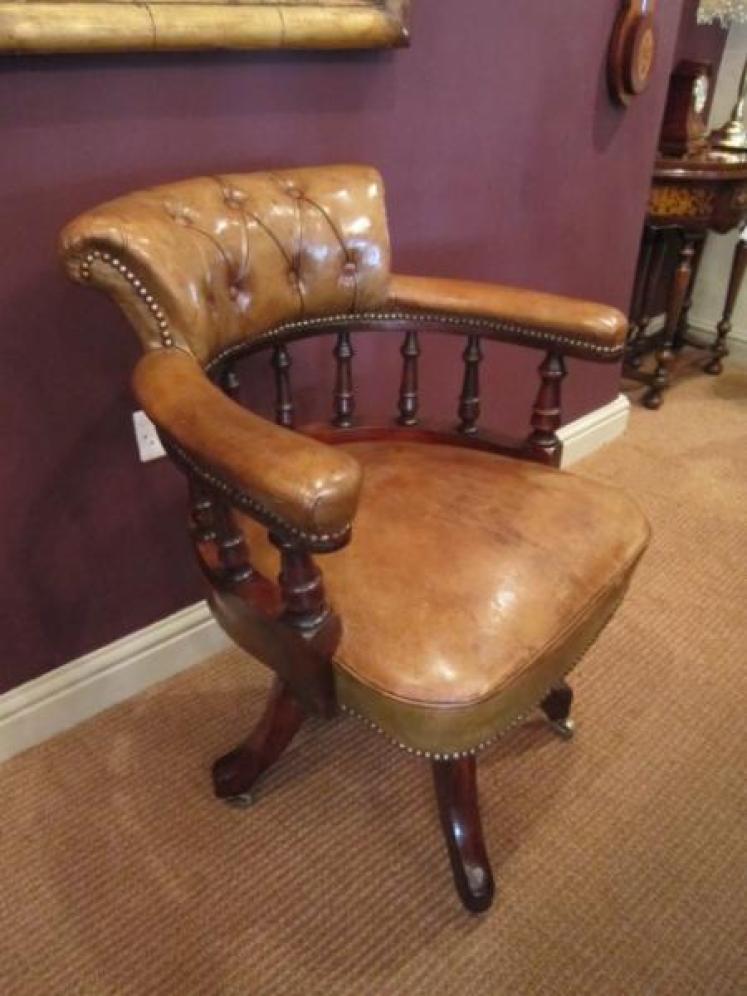 Top Quality Victorian Leather Desk Chair - Image 1