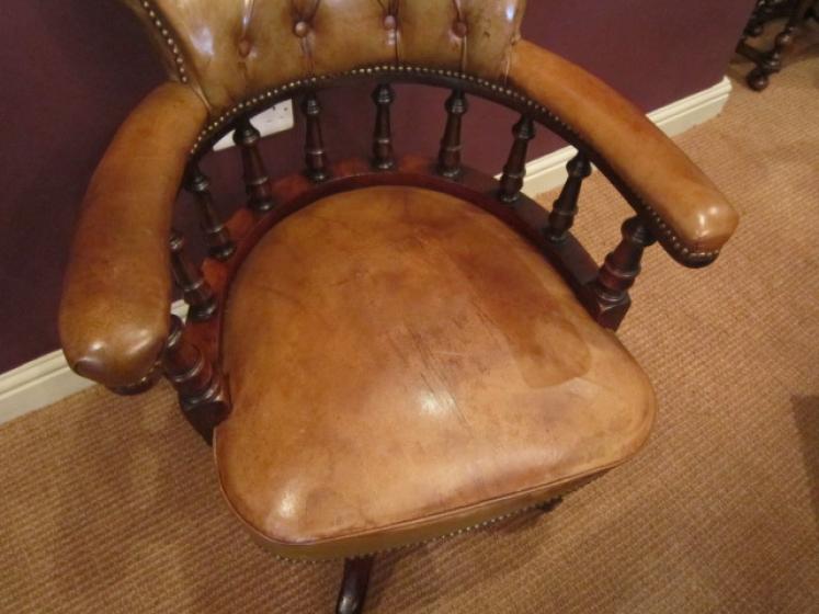 Top Quality Victorian Leather Desk Chair - Image 3