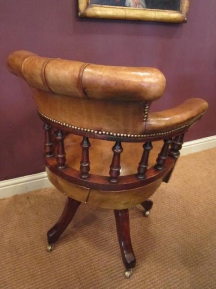 Top Quality Victorian Leather Desk Chair - Image 5