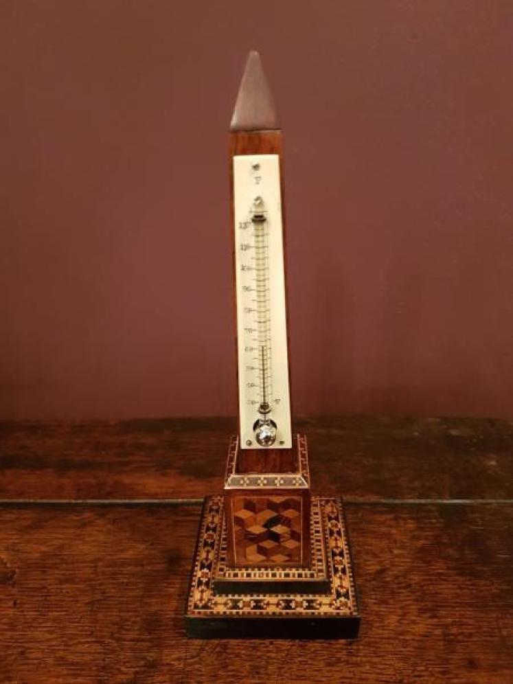 Victorian Tunbridge Ware Desk Top Thermometer - Image 1