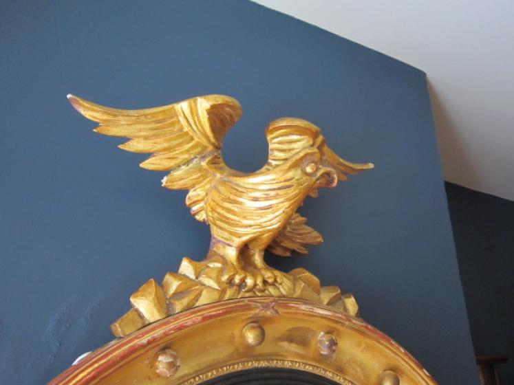 Original Regency Timber Gilt Convex Wall Mirror - Image 2