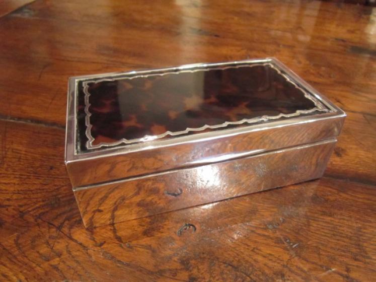 Top Quality George V Silver & Tortoiseshell Box - Image 1