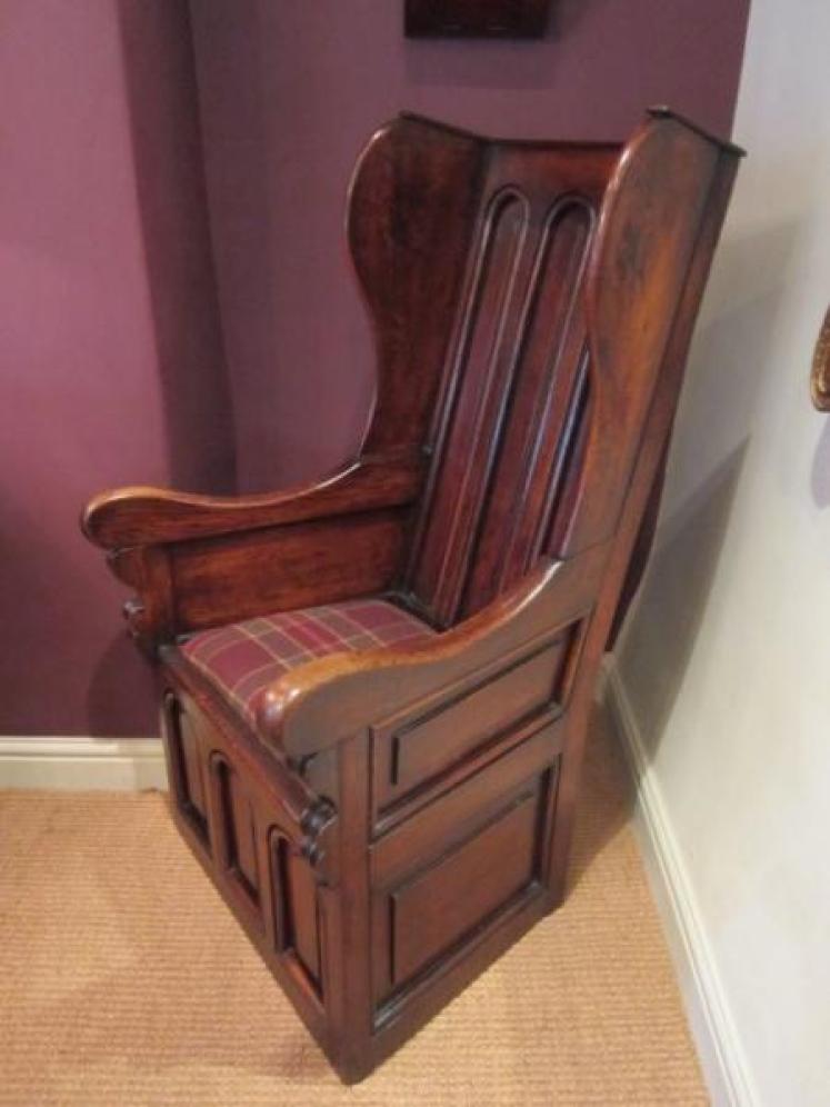 Superb Georgian Oak Panelled Lambing Armchair - Image 2