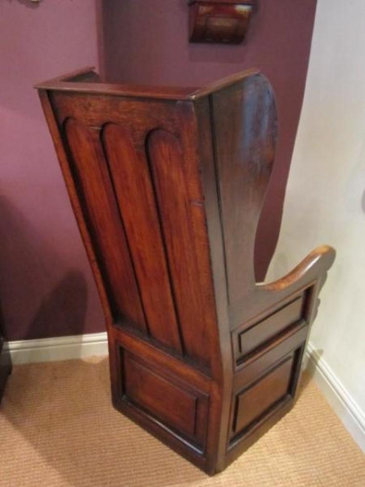 Superb Georgian Oak Panelled Lambing Armchair - Image 5