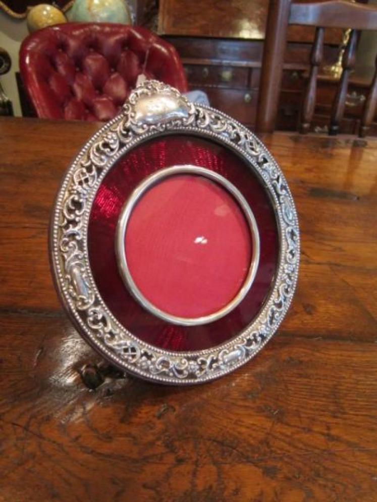 Outstanding Edwardian Silver & Enamel Photo Frame - Image 1