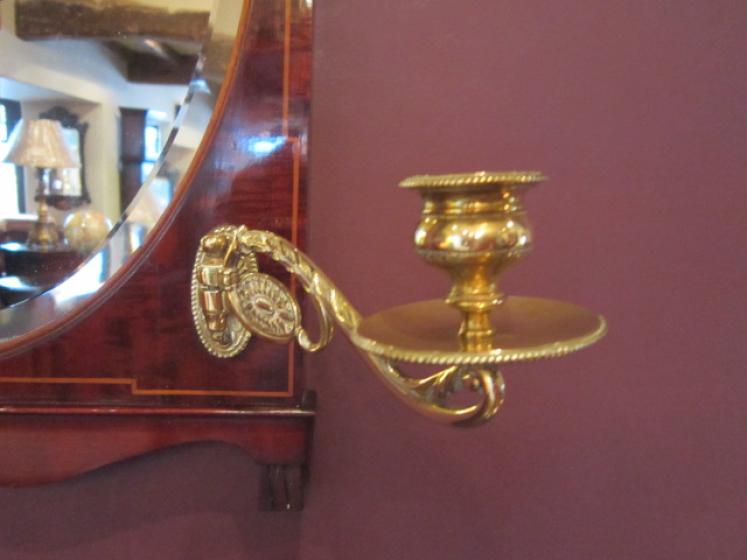 Elegant Art Nouveau Mahogany Inlaid Wall Mirror - Image 2