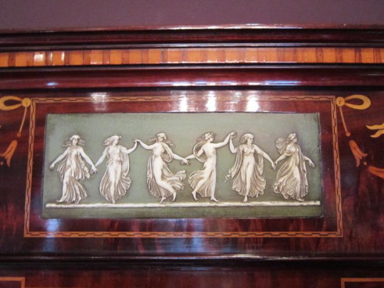 Elegant Art Nouveau Mahogany Inlaid Wall Mirror - Image 4