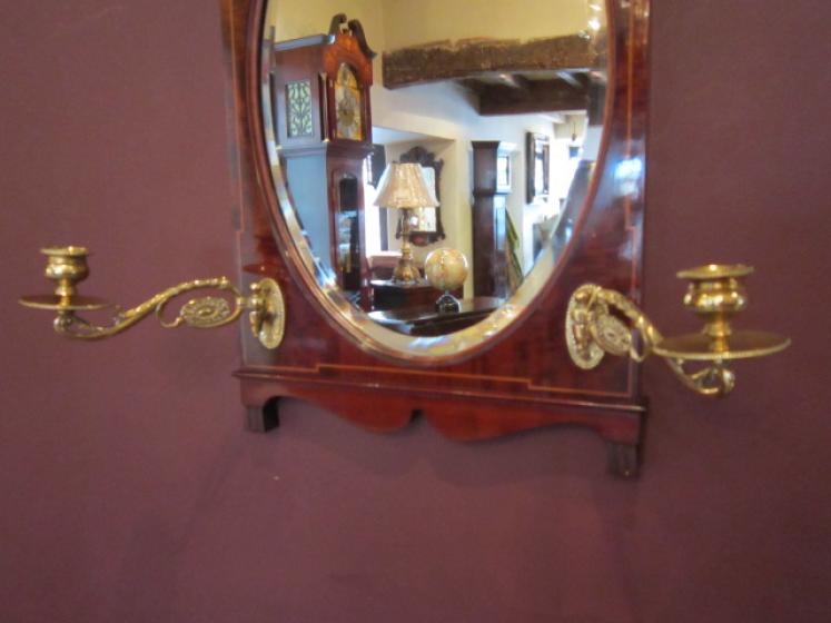 Elegant Art Nouveau Mahogany Inlaid Wall Mirror - Image 5