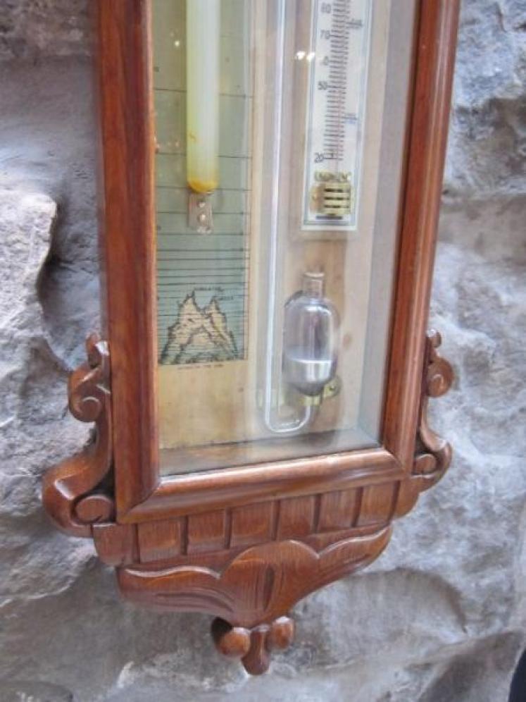 Original Victorian Polished Oak Admiral Fitzroy Barometer - Image 3