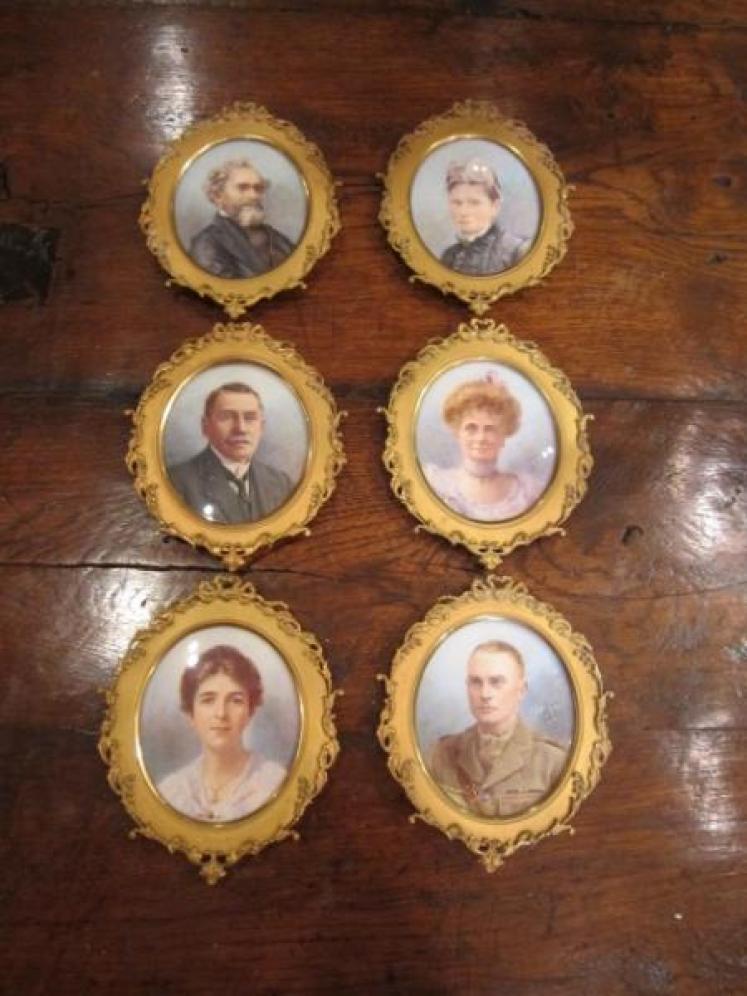 Rare Set of Six Edwardian Miniatures on Ivory - Image 1