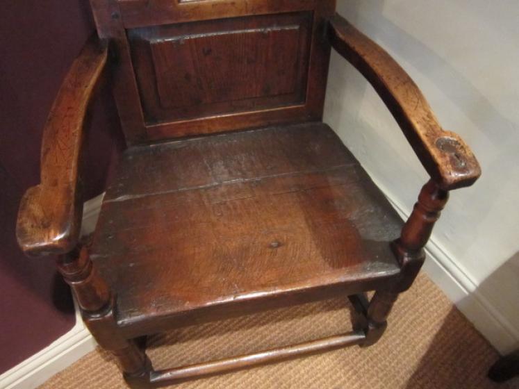 Unusual Early 18th Century Oak Wainscot Armchair - Image 2