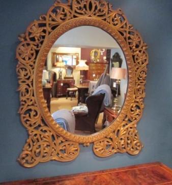 Impressive Art Nouveau Gilded Fretwork Wall Mirror
