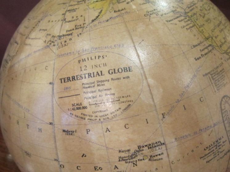 Large Phillip's 12" Paper Mache Terrestrial Globe - Image 4